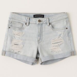 Aéropostale Distressed High-Waisted Light Wash Denim Shorts Size 6